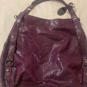 Purple Shoulder Bag with Silver Hardware